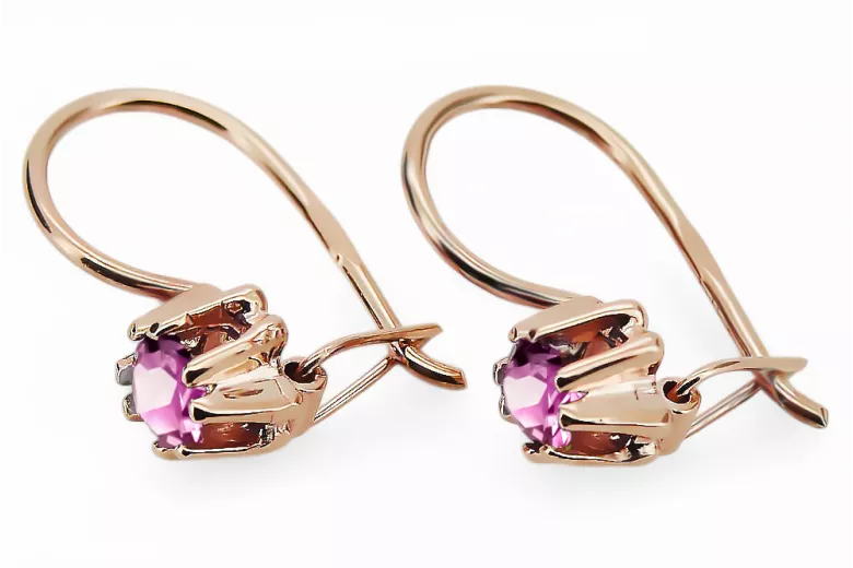 Original Vintage 14K Rose Gold Amethyst Earrings Vintage vec053r